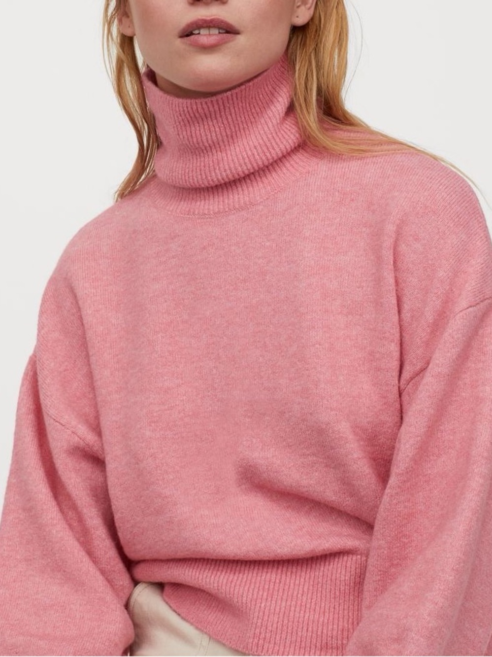 H&M Fine-knit Cozy Pink Turtleneck Sweater